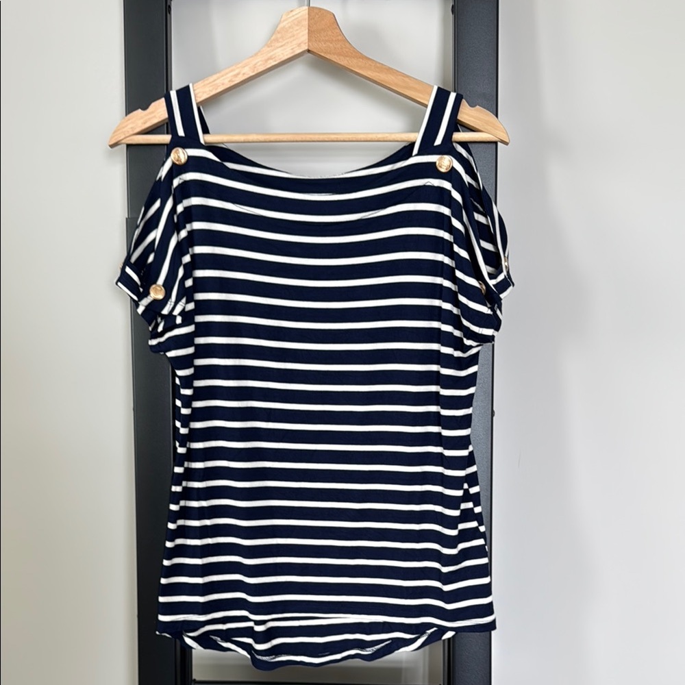 Open shoulder nautical vibes top